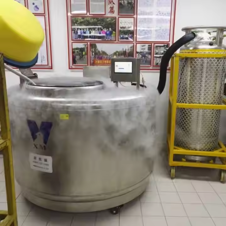 使用液氮罐凍存，外部結(jié)霜